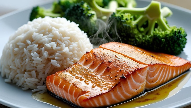 Salmon, Rice, and Broccoli