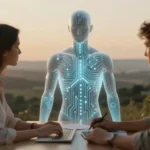 Illustration showing artificial intelligence transforming jobs as workers adapt to automation and digital tools in the modern workplace.