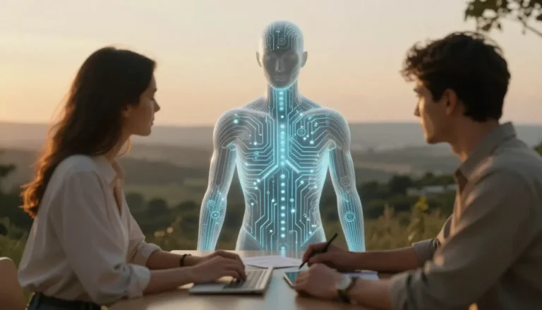 Illustration showing artificial intelligence transforming jobs as workers adapt to automation and digital tools in the modern workplace.