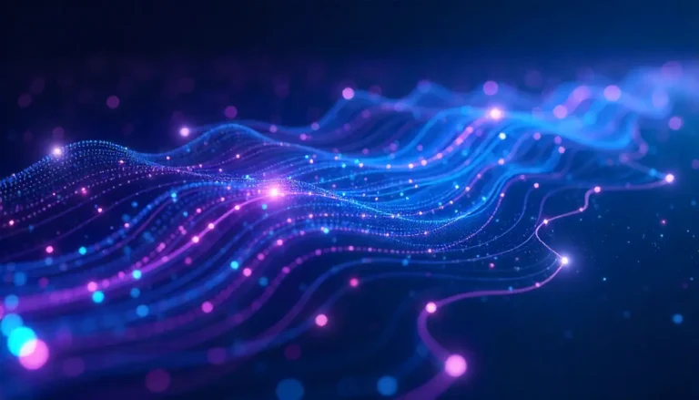 Big data technology visual showing real-time data streams, cloud servers, and analytics dashboards used for advanced data processing.